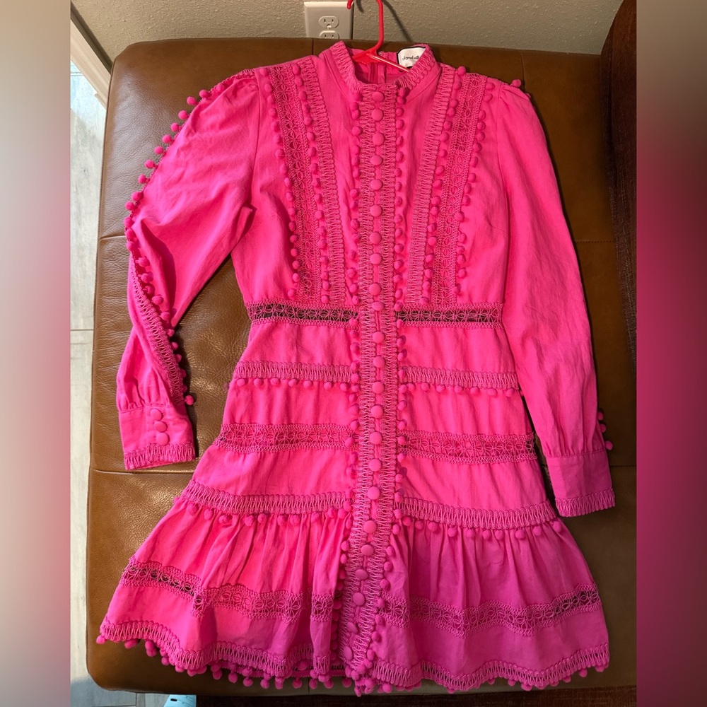 Layered with love hot pink Carla Woven Mock Neck
Long Sleeves Fit & Flare Mini M